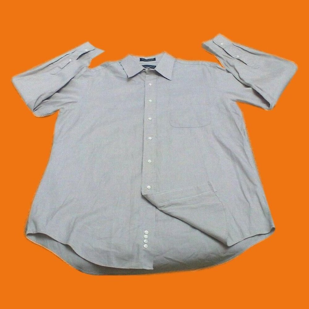 PRESWICK & MOORE MEN'S SHIRT DRESS LONG SLEEVE BEIGE-WHITE-TAN MICRO PLAID 16/34